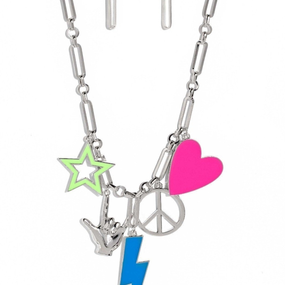 Paparazzi Silver Pink Charm Necklace Jewelry Haute Hippie Multi Fashion Jewelry - Picture 1 of 6
